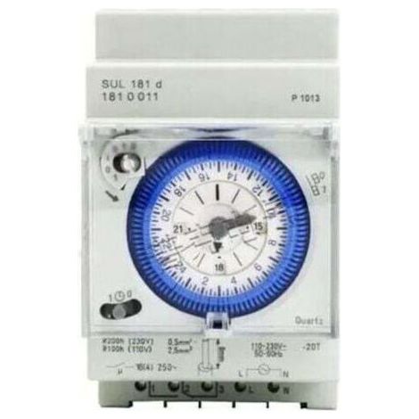 Mécanique Interrupteur Horaire Bidirectionnel 24 Heures Rail DIN avec Réserve de Marche SUL 181d 110-230V (1/4)