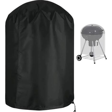AMOUNE Housse de protection ronde pour barbecue Imperméable et robuste Résistante au vent aux UV et à l'eau  (71 x 73 cm) Noir lan