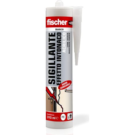 Fischer SAR 310 Sigillante Effetto Intonaco Bianco, Acrilico, Finitura Ruvida, Verniciabile, per Facciate, Giunti, Fessure, Inodore, Uso Interno, Senza Solventi, 9388 (1/4)