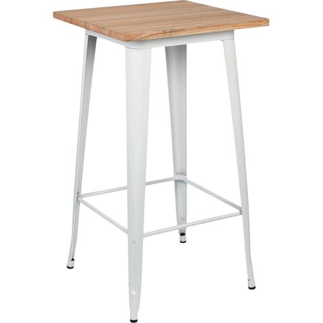 Table haute industrielle carrée en bois et acier 60x60x105cm 7house