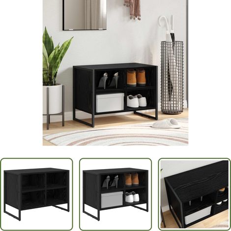 Schuhschrank Schwarz Eichen-Optik - Schuhschrank Schwarz Eichen-Optik 60 x 35 x 44 cm Holzwerkstoff (1/5)