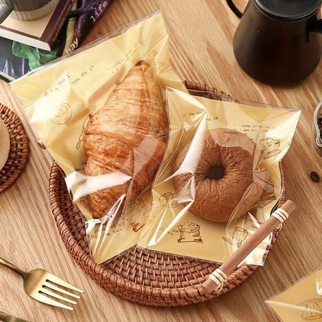 100 selbstklebende Brotbeutel – Ideal zum Frischhalten von Brot, Keksen, Kuchen, Gebäck und Snacks (1/5)
