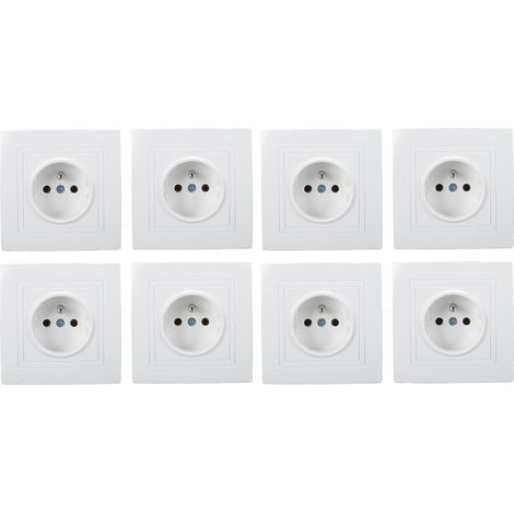 Lot de 8 prises de courant alternatif 16 A / tension nominale 220 V, plaque avant amovible, prise murale, prise murale pour maison, bureau, hôtel. (1/5)