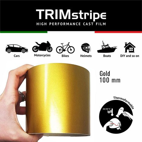 Trim Stripe Strisce Adesive per Auto, Oro, 100 mm (1/5)