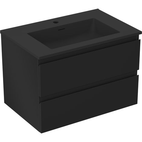 Mexen Orio armoire de salle de bain 70 cm avec lavabo Otis, 2 tiroirs, noir mat - 91A10-07047-2-BFF71-W18M71 (1/5)