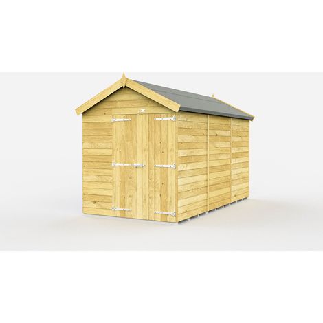 6 x 11 Feet Apex Shed - Double Door Without Windows - Wood - L329 x W175 x H217 cm