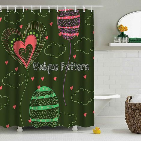 Rideau de douche imperméable et lavable en machine, en polyester épais anti-moisissure - 180 x 180 cm, modèle 12 (1/2)