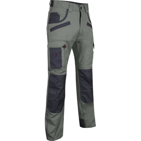 LMA – Pantalon de travail pro kaki ultra résistant 38 à 50 – Tissu 60% coton 40% polyester – Empiècements Oxford 900D étanches (1/3)