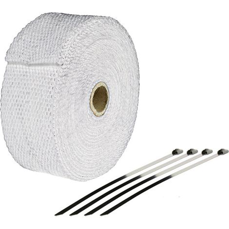 Bande Thermique échappement 10M Blanche + 4 Fixations Largeur: 50mm - Ep: 1,5mm
