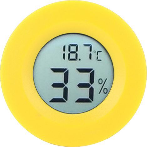 Termómetro higrómetro digital LCD circular integrado mini, medidor de humedad y temperatura para interiores, color amarillo. (1/5)