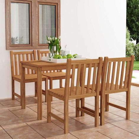 Ensemble de salle à manger de jardin 5 pièces-Salon de jardin 120 x 70 cm en bois de teck massif (1/5)