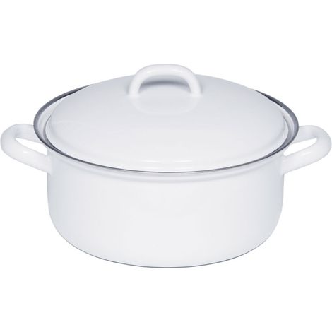 Cacerola Riess Classic Blanca con tapa 20cm/13,6 cm h Esmalte Inducción