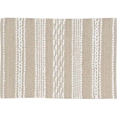 Tapis Déco "Blanca" 60x90cm Naturel & Blanc (1/3)