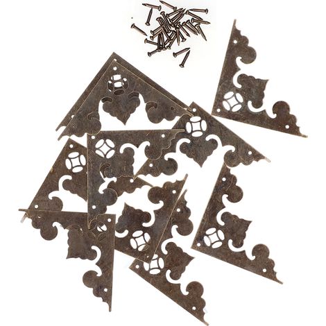 Lot de 10 coins de protection triangulaires en bois pour boîtes, couvre-angle plat antique, accessoires de quincaillerie décoratifs