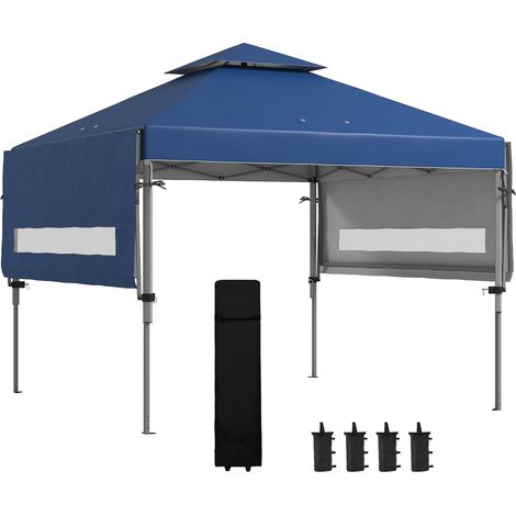Outsunny Gazebo Pieghevole 5x3m con Altezza Regolabile e Pareti Estensibili Blu