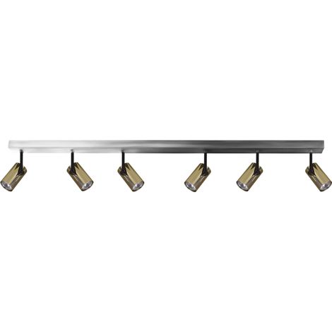 Plafonnier rail noir/or 6 spots GU10 Kaja Horin K-4838 (1/4)