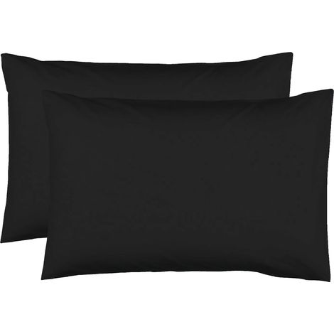 2 Taies d'oreiller 50 x 70 cm - Noir - 100% coton 57 Fils