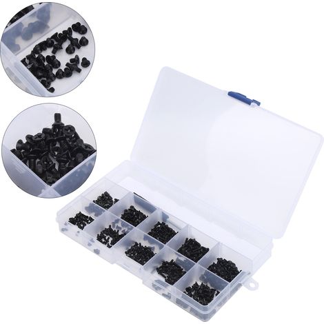 Kit de 501 vis cruciformes noires en acier au carbone KM avec tournevis (1/5)