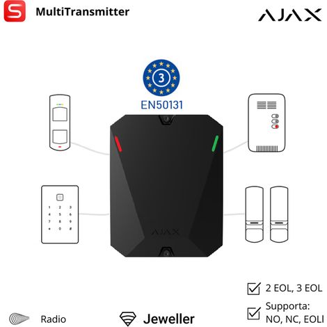 135261 - Superior - Superior MultiTransmitter G3 Jeweller - Modulo wireless per integrare 18 dispositivi di terzi parti in un sistema Ajax - colore black - Ajax sicurezza professionale