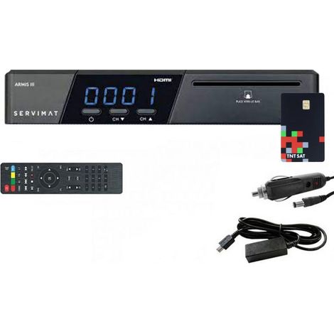 Récepteur satellite HD – Carte TNTSAT V6 incluse – Alimentation 12V pour camping-car – Déport IR et enregistrement USB – Servimat