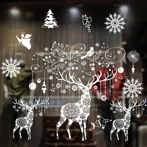 Weihnachtsdekoration, Weihnachtsaufkleber, Weihnachtsfensterdekoration – Fensteraufkleber, Weihnachtsdekoration, Weihnachtsrentiere (1/5)
