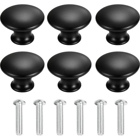Lot de 6 Poignées de Meuble en Acier Inoxydable, Boutons de Tiroir Monotrou Noir avec Vis, Poignée de Porte pour Armoire de Cuisine et Garde-Robe (1/5)