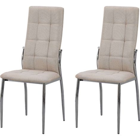 Pack 2 Sillas de Comedor Laci Beige, Sillas de Salón Estructura de Metal 46x102x52 cm