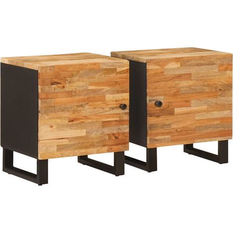 Bedside Cabinet 2 pcs Brown 40 x 33 x 46 cm Solid Mango Wood vidaXL