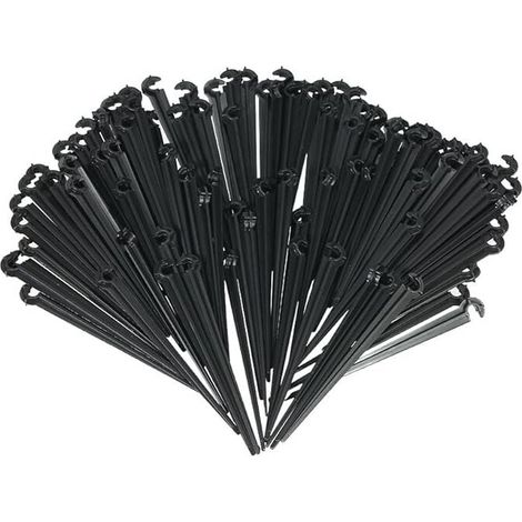 100 Stück Micro-Drip-System 11 cm Schlauchhalter: Zur Befestigung und Führung des Verteilschlauchs im Boden - Rohre mit festem Stiel - Stütze für Kräutergärten (1/5)