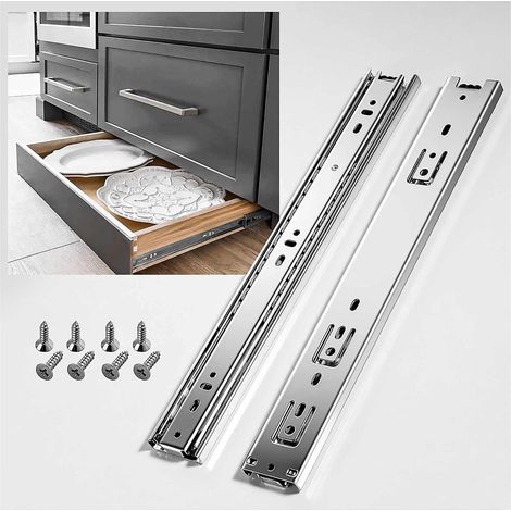 LaBlanc – Schubladenführung mit Stoßdämpfer, Schubladenführung, 45 kg Tragkraft, mit Kugellager, 250 mm Vollauszug, seitliche Montage, 1 Paar