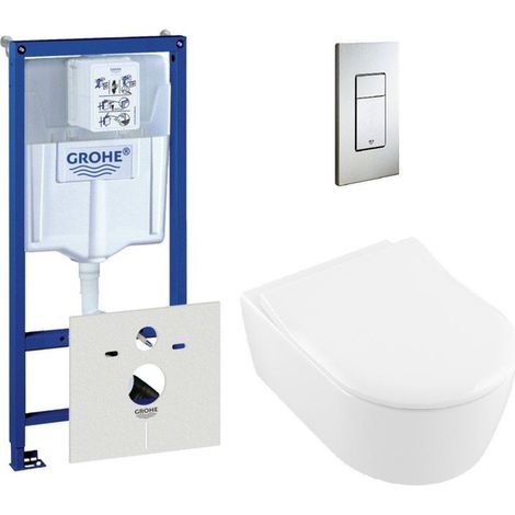 Villeroy & Boch Avento Cuvette y compris réservoir encastré et plaque de commande double chasse verticale horizontale Inox