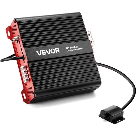 VEVOR Amplificatore Monoblocco per Auto Classe D con Controllo Remoto del Livello del Subwoofer 3000 W, Filtro Passa-Basso, Potenziamento dei Bassi, Spostamento di Fase, Controllo del Volume (1/5)