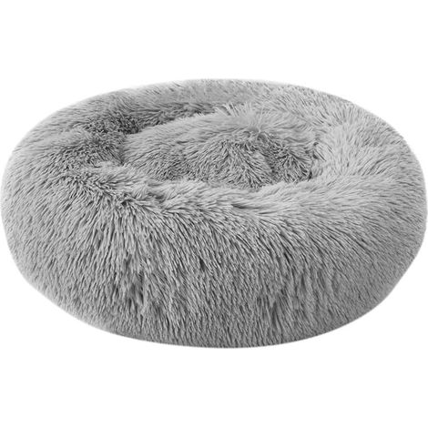 MINKUROW Cama Para Mascotas Para Gatos Y Perros Cama Redonda Para Perros De Felpa Cama Para Gatos Con Forma De Dona Color Y Tamaño Opcionales (Gris Claro, 60 Cm) (1/5)