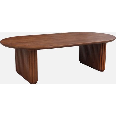 Tavolino ovale in legno di hevea placcato rovere (1/5)