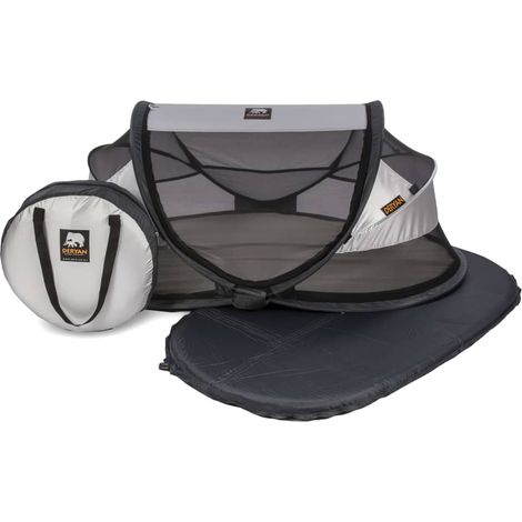 DERYAN Lit d'Enfant de Voyage avec Moustiquaire Argenté Modèle 1 (1/5)