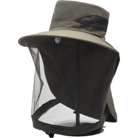 Chapeau d'apiculteur anti-abeille en maille filet pour homme et femme (vert foncé)