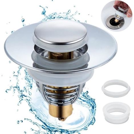 iJiGui Bonde Lavabo Universel, Bonde de lavabo Universelle Pop Up avec Filtre Anti-Clogging, Bouchon Baignoire pour Lavabo Cu [51] (1/4)