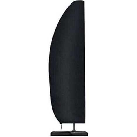 Sonnenschirmhülle, wasserdicht, winddicht, robust, 210D Ripstop Oxford, extra große Ampelhülle mit Reißverschluss (205 x 25/48/57 cm) – Schwarz