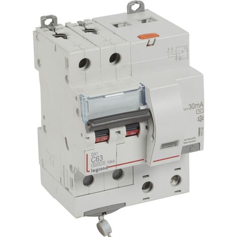 Legrand – Disjoncteur bipolaire 63A 10kA type AC – Courbe C – 2 pôles – Tension 230V à 400V – Protection IP20 – Montage encastré