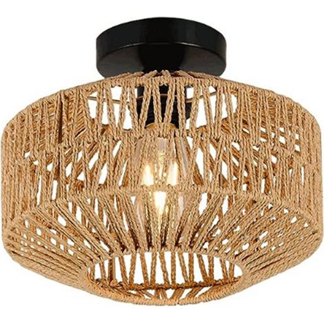 Lustre en rotin naturel tressé à la main avec source lumineuse LED (1/5)