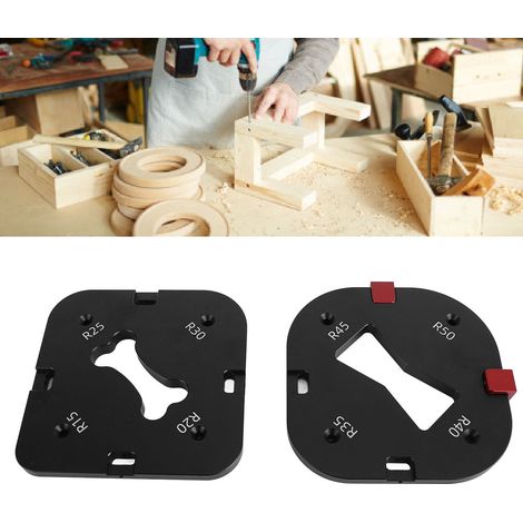 Gabarit d'angle arrondi en alliage d'aluminium de calibre R, moule en arc permettant de réaliser des travaux de contournage, de chanfreinage, de découpe et de gravure rapides sur bois. (1/5)