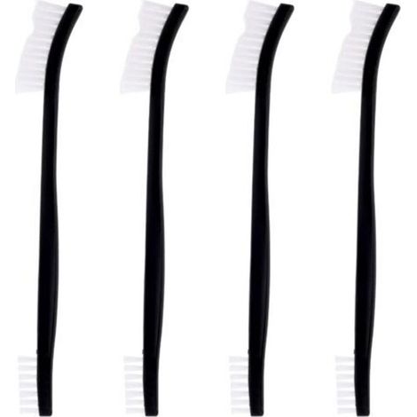 Multi-purpose nylon cleaning brushes, double-ended – Set of 4 for crevices, jewelry, bicycles, cars and shower heads