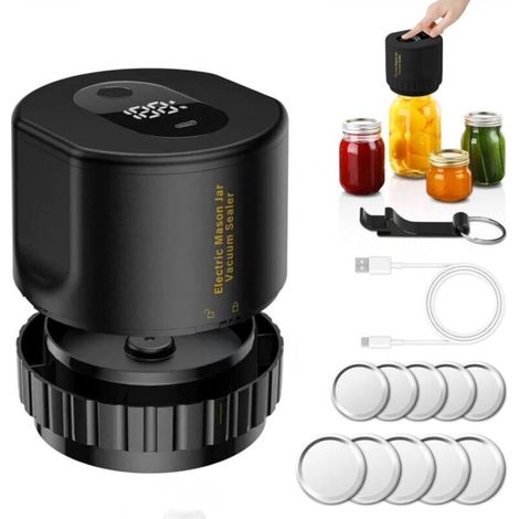 Machine à emballer sous vide pour bocaux Mason, kit de mise sous vide électrique pour le stockage et la fermentation des aliments, noir (1/5)