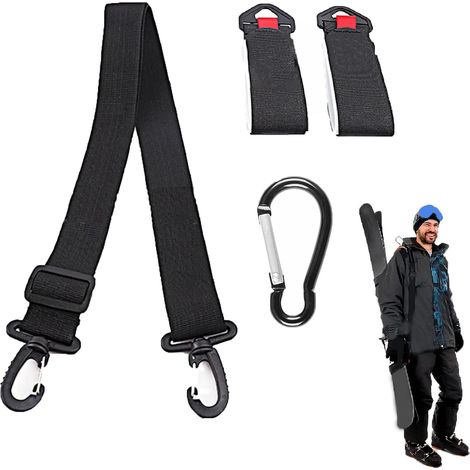 Sangles de Ski Réglables 66-120cm, Sangles Porte Ski, Sangle de Transport de Snowboard, Sangle de Skis pour Le Transport de Skis, Hiver Bandoulière de Transport Skiing, pour Transporter des Skiing (1/5)