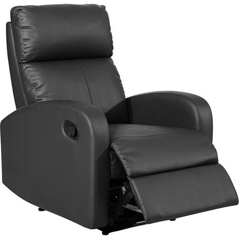 MOMMA HOME Sillón Relax reclinable Med - Modelo TAVIRA - Color Negro - Material Ecopiel/Metal - Medidas 71 x 93 x 101 cm (1/5)