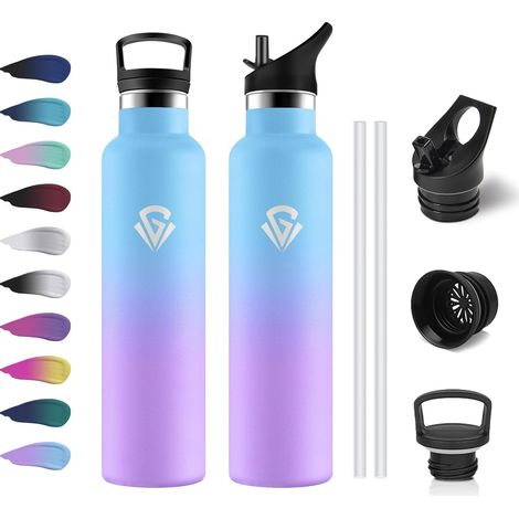 Bouteille Isotherme 1L, Gourde Inox avec Paille, Anti-Fuite, Gourde Acier Inoxydable à Double Paroi Isolée, sans BPA, Gourde pour Enfant, Adultes, Sport, Voyage, École, Cyclisme (1/5)