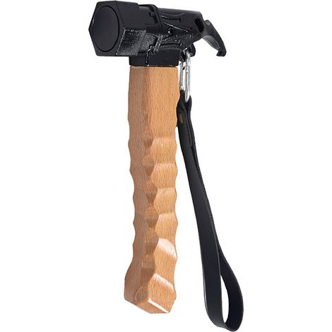 Marteau de camping en acier inoxydable, tête amortissante, manche ergonomique avec dragonne en cuir PU, noir, pour randonnée et bivouac. (1/5)
