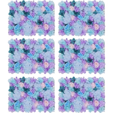 Set mit 6 künstlichen Rosen als Wanddekoration, ideal für Hochzeiten, Fotoshootings, Partys und als Hintergrund, 40 x 60 cm, blauviolett (1/5)