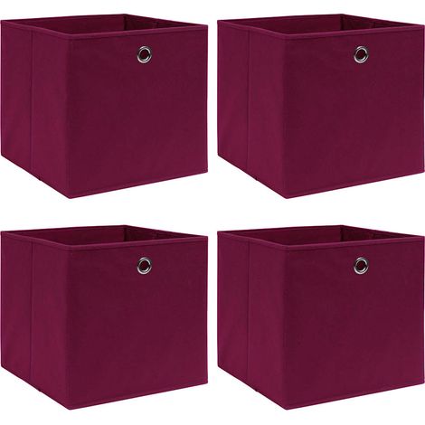 Boîtes de rangement 4 pcs Rouge foncé 32x32x32 cm Tissu (1/5)