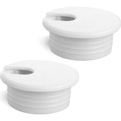 Lot de 2 Passe-câbles de Bureau - 38 mm - en Plastique - Blanc - Passe-câbles - pour Table de Bureau (1/5)